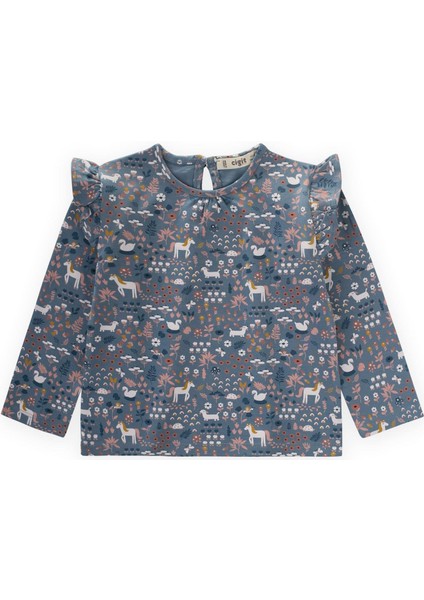 Uzun Kollu T-Shırt 1-7 Yaş Indigo Mavi