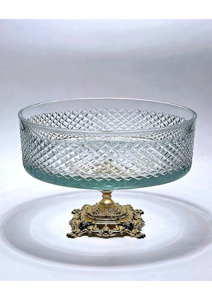 25CM Kesme Kristal Karizma Dekor Metal Ayak Cam Kase fiyatları