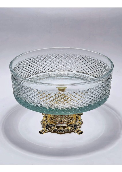 25CM Kesme Kristal Karizma Dekor Metal Ayak Cam Kase modelleri