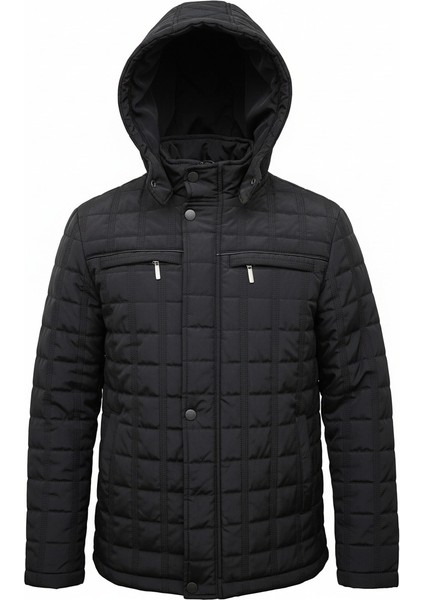 Erkek Siyah Kapüşonlu Içi Kürklü Şişme Su Itici Rüzgar Geçirmez Mont fiyatları