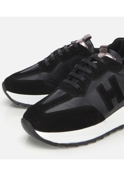 01AYH314510A100 KADIN Süet Deri Siyah Comfort Spor Ayakkabı modelleri