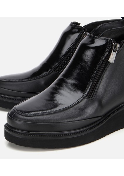 01BOH314530A100 KADIN Deri Siyah Fermuar Detaylı Dolgu Topuklu Bot modelleri