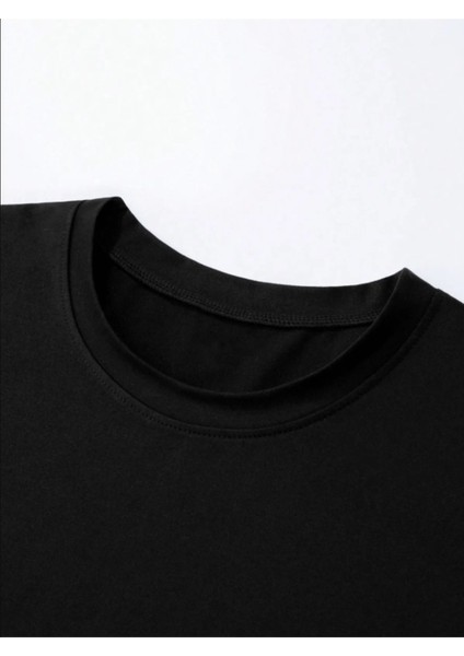 U2 Tasarım Sırt Baskılı Pamuk Siyah Oversize T-Shirt modelleri