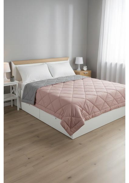 Polycotton Fırçalı Çk 195X215 Gri-Gül Kurusu