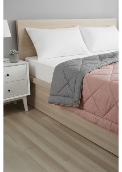 Polycotton Fırçalı Çk 195X215 Gri-Gül Kurusu