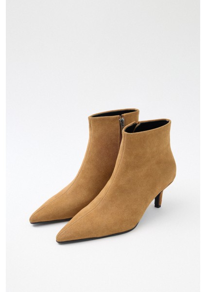 Bot 2517 - Sivri Burun Bilek Boy Taba Süet Kadın Bot indirimleri