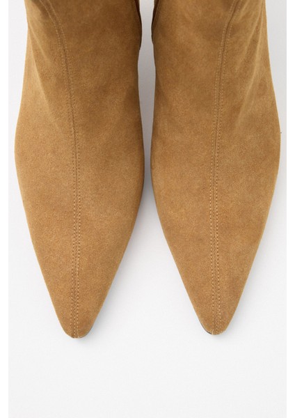 Bot 2517 - Sivri Burun Bilek Boy Taba Süet Kadın Bot
