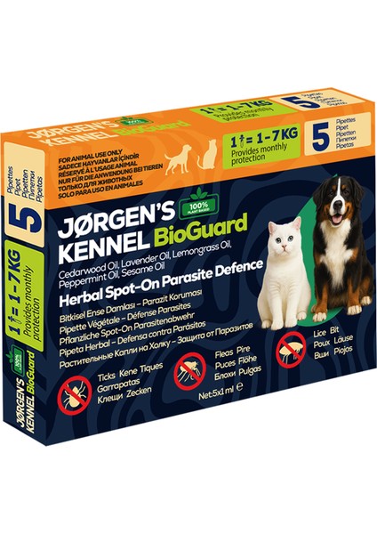 Kedi & Köpek Parazit Bitkisel Ense – Pire, Bit, Kene Koruma Damlası 5×1 ml