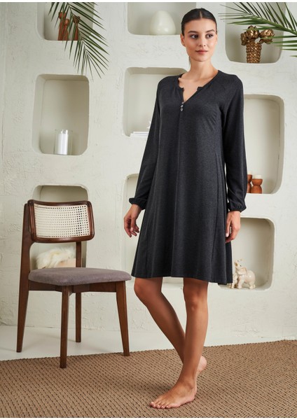 Kadın Antrasit Patlı Gecelik - 15229 modelleri