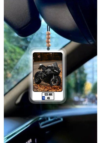 Kişiye Özel Motor Fotoğrafı & Plaka Temalı Ayna Araç Süsü | Fotoğraflı Hediye