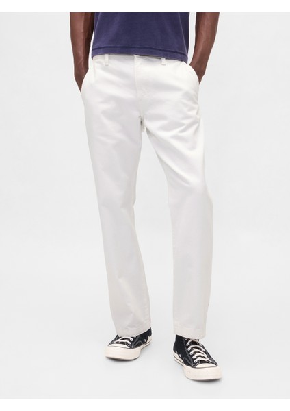 Erkek Beyaz Relaxed Straight Jean Pantolon