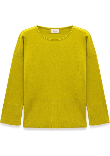 Rio Düz Örgü Kadın Triko Kazak - Lime