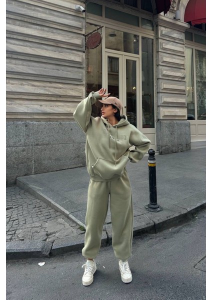 Kadın Balance Kapüşonlu Baskılı Oversize Eşofman Takım modelleri