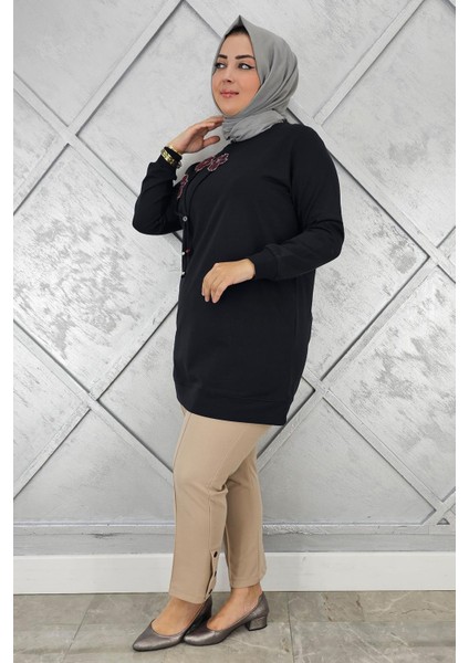 Kadın Dikme ve Bağucu Detaylı Tesettür Tunik