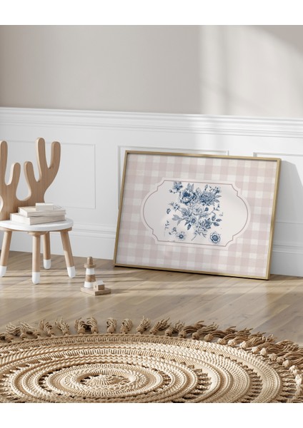 Vintage Mavi Buket Yatay Dijital Baskı Poster (Çerçevesiz)