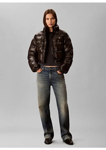 Parlak Kısa Şişme Kadın Siyah Ceket LV047D504G-UB1 fiyatları