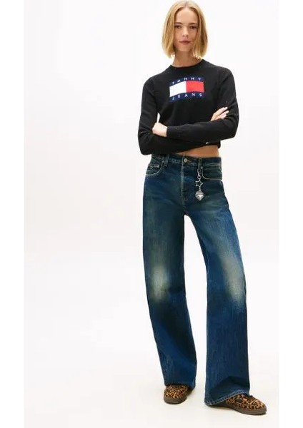 Tjw Işıltılı Bayrak Desenli Kadın Siyah Kazak DW0DW21690BDS fiyatları