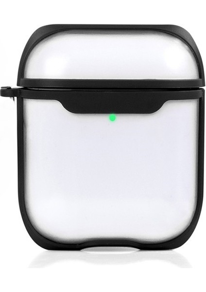 Apple Airpods 1. ve 2. Nesil Uyumlu Buzlu Transparan Renkli Çizgili Kılıf Bumper Koruma Kabı Hybrid