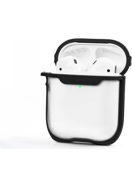 Apple Airpods 1. ve 2. Nesil Uyumlu Buzlu Transparan Renkli Çizgili Kılıf Bumper Koruma Kabı Hybrid fiyatları