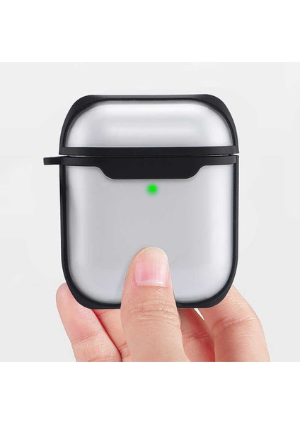 Apple Airpods 1. ve 2. Nesil Uyumlu Buzlu Transparan Renkli Çizgili Kılıf Bumper Koruma Kabı Hybrid modelleri