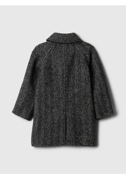 Erkek Bebek Siyah Yün Karışımlı Balıksırtı Desenli Kaban fırsatları