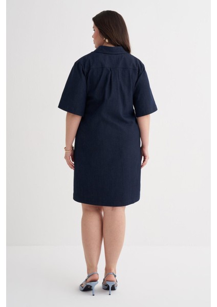 Kısa Kollu Cepli Denim Elbise modelleri