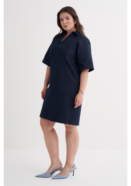 Kısa Kollu Cepli Denim Elbise indirimleri
