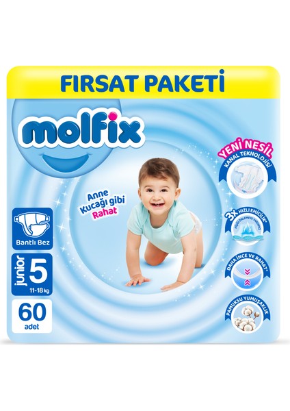 Bebek Bezi 5 Beden Junior Fırsat Paketi 60 Adet indirimleri