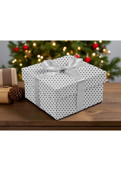 Siyah Puantiyeli Beyaz Ambalaj Kağıdı Seti, 10 Rulo KAĞIT(70X100CM)-12 RAFYA-20M Ip-Bant ve Makinesi modelleri