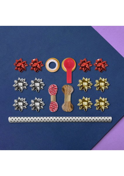 Siyah Puantiyeli Beyaz Ambalaj Kağıdı Seti, 10 Rulo KAĞIT(70X100CM)-12 RAFYA-20M Ip-Bant ve Makinesi fırsatları