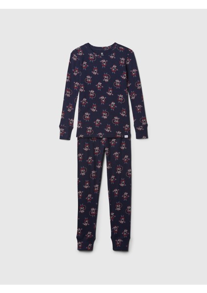 Erkek Çocuk Lacivert Organik Pamuk Desenli Pijama Takımı indirimleri