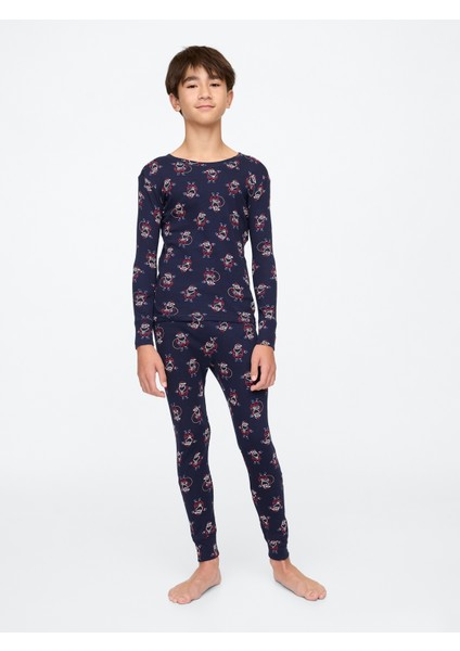Erkek Çocuk Lacivert Organik Pamuk Desenli Pijama Takımı
