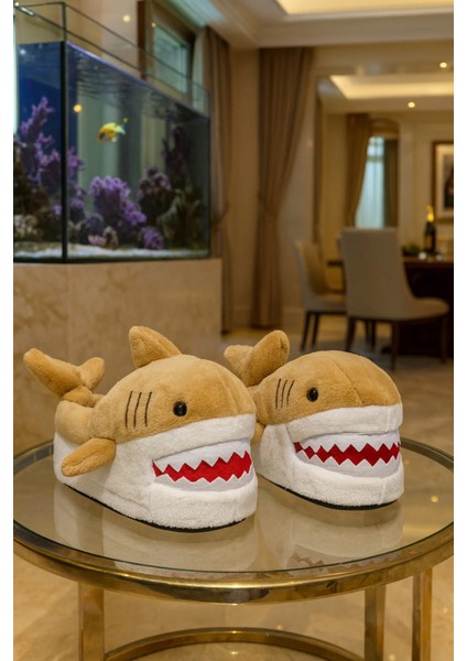 Unisex Köpek Balığı Fiğürlü Ev Içi Ayakkabı Ev Botu Panduf