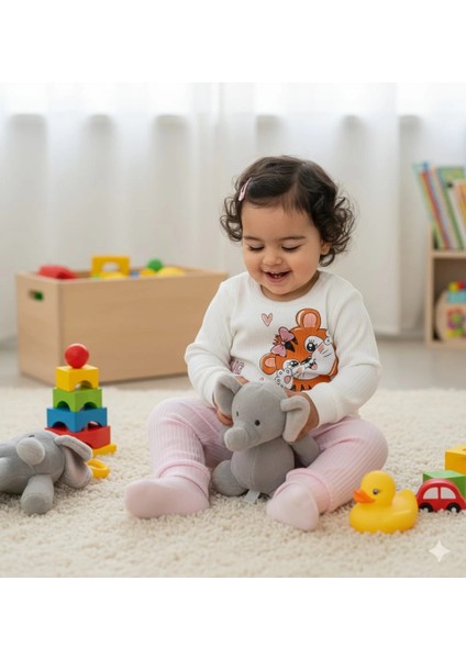 Kız Bebek Baskılı Çıt Çıtlı Alt Üst Ikili Gündelik Takım 6-18 Ay fiyatları