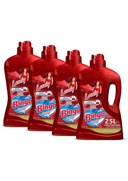 Fresh Yüzey Temizleyici 2,5 lt Lovely Ekonomi Paketi 4'lü