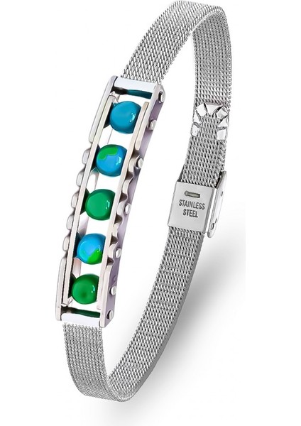 Yeşil Akik ve Paslanmaz Çelik Bileklik 9592B23D2
