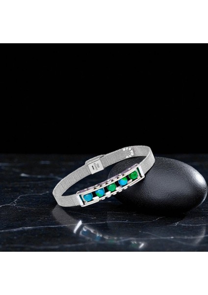 Yeşil Akik ve Paslanmaz Çelik Bileklik 9592B23D2 modelleri