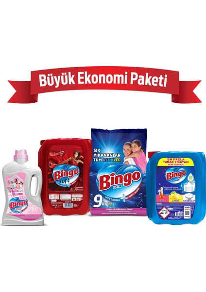 Büyük Ekonomi Paketi ; Çamaşır Yumuşatıcısı + Bulaşık Sıvısı + Yüzey Temizleyicisi Mutlu Yuvam