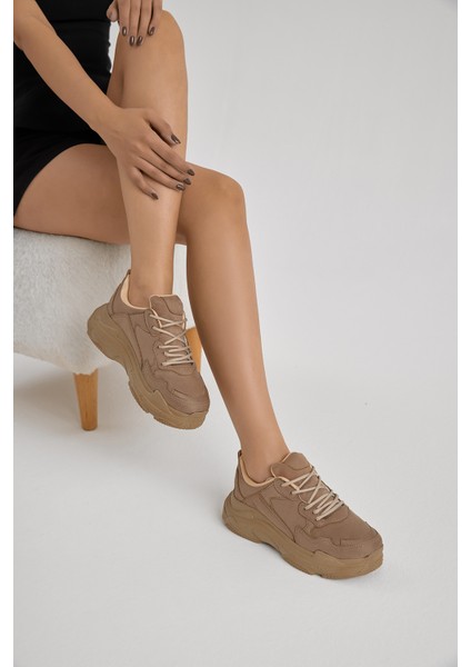 Kadın Vizon Yüksek Taban Bağcıklı Spor Ayakkabı modelleri