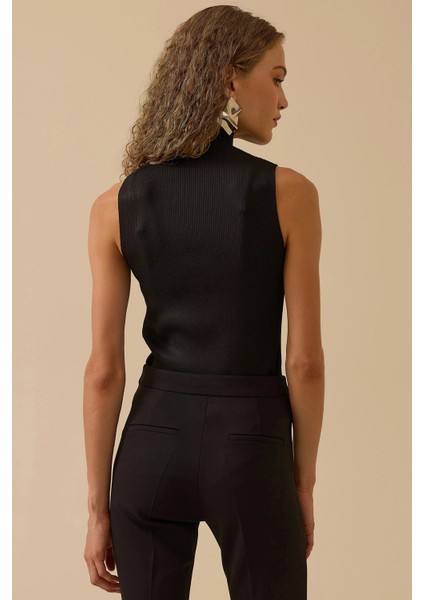 Kadın Taş Detaylı Triko Kolsuz Bluz 0027 Siyah fırsatları