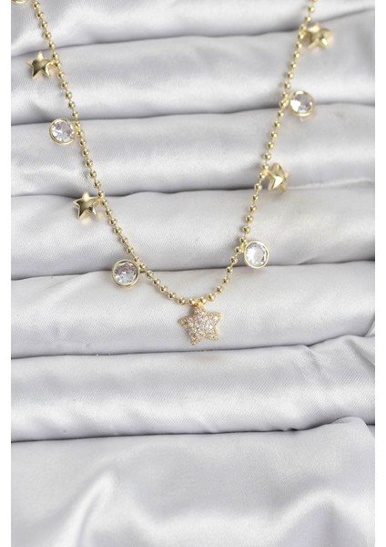 Pirinç Gold Renk Yıldız Model Kadın Kolye