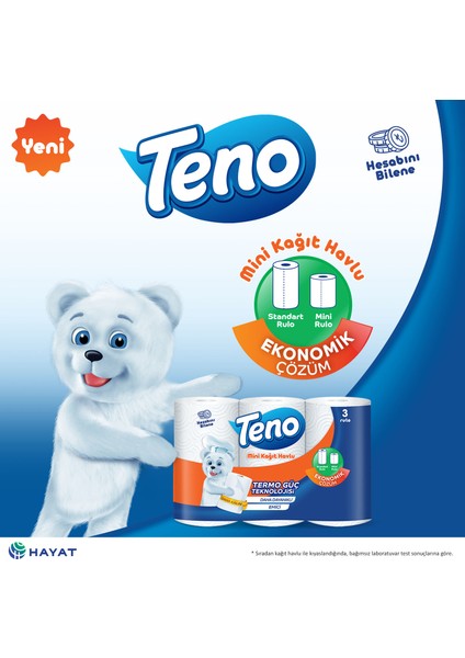 Mini Kağıt Havlu 24 Rulo (3 Rulo x 8 Paket)