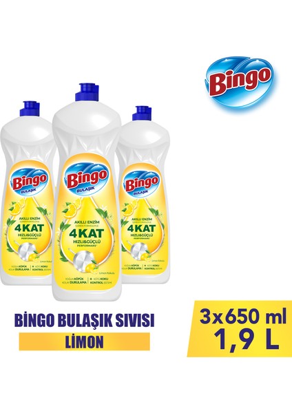 Sıvı Elde Bulaşık Deterjanı Limon 650ML x 3 Adet fırsatları