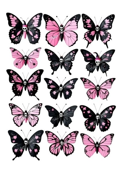 Kuromi Pasta Süsü Yenilebilir Kelebek ve Pasta Süsü - Pasta Süsü - Kelebek Baskısı Model 3