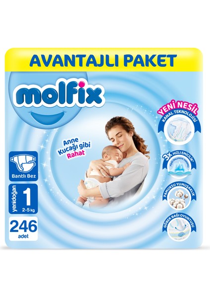 Bebek Bezi 1 Beden Yenidoğan Avantajlı Paket 246 Adet