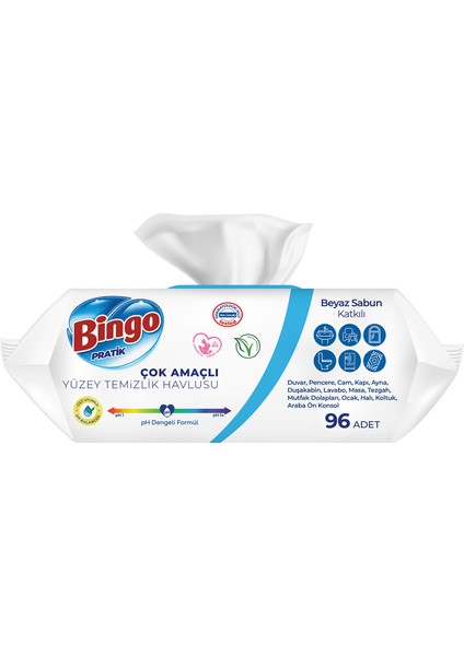 Pratik Yüzey Temizlik Havlusu Beyaz Sabun 96X3 (288 Yaprak)