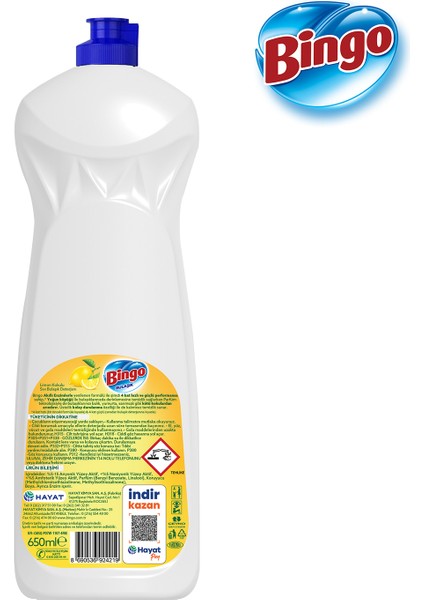 Sıvı Elde Bulaşık Deterjanı Limon 650ML x 4 Adet