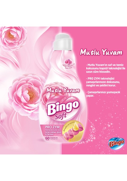 Soft Konsantre Çamaşır Yumuşatıcısı Mutlu Yuvam 1440 ml X 4 Adet