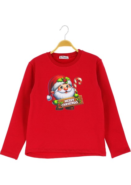 Kız Çocuk Bluz Baskılı Noellik Kışlık Şardonlu