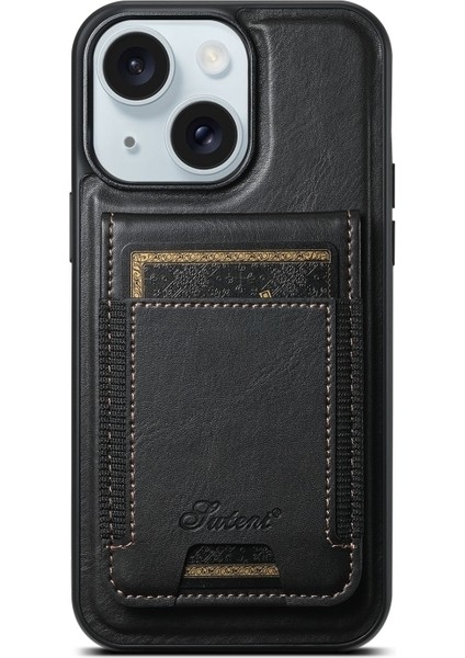 iPhone 15 Plus Kılıf H17 2-1 Manyetik Mıknatıs Kartlıklı Kapak